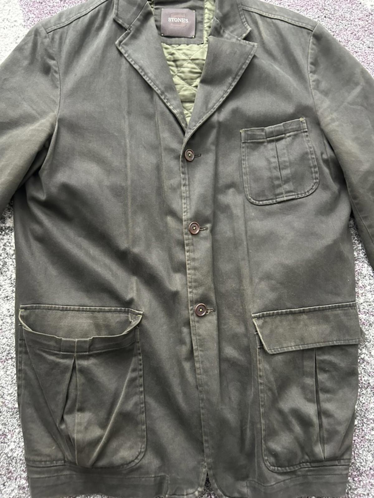 STONES Men's Olive Green Quilted Lined Blazer Jacket